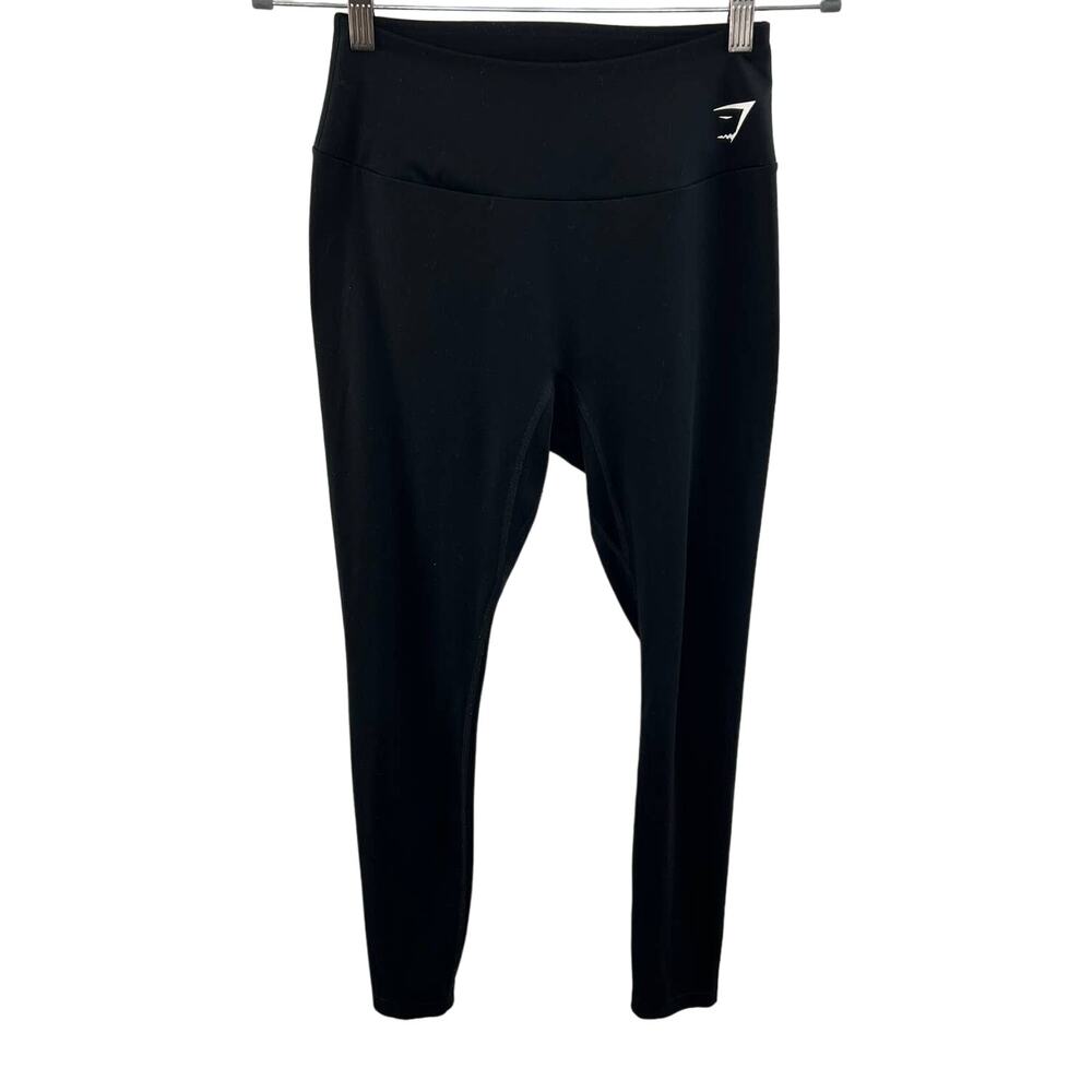 Gymshark Black High Waisted Elastic Waist Pull-On Athletic Leggings Sz Medium M